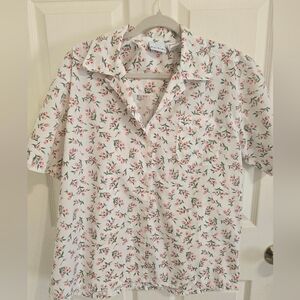 Cotton blend short sleeve collared shirt, Brooks Brothers floral print.